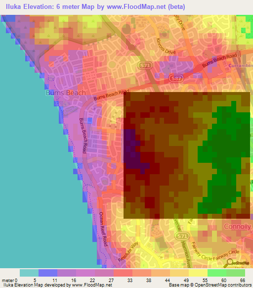 Iluka,Australia Elevation Map