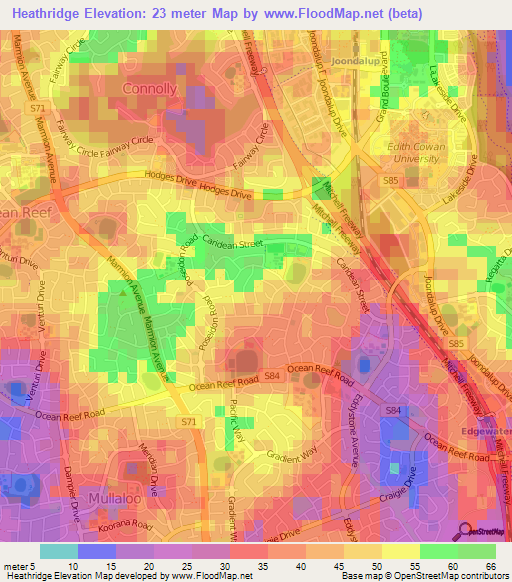 Heathridge,Australia Elevation Map