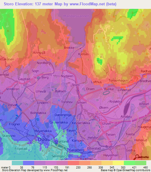 Storo,Norway Elevation Map