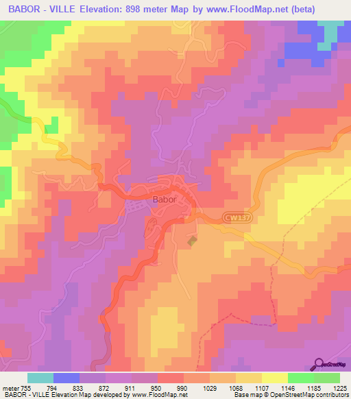 BABOR - VILLE,Algeria Elevation Map