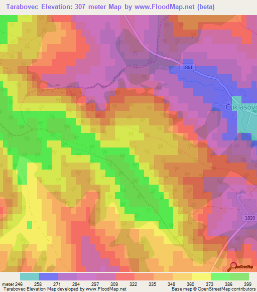Tarabovec,Slovakia Elevation Map