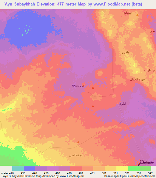 `Ayn Subaykhah,Syria Elevation Map