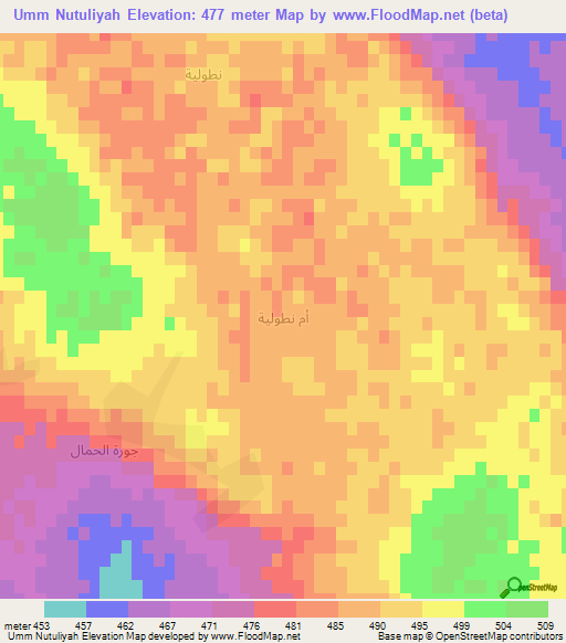 Umm Nutuliyah,Syria Elevation Map
