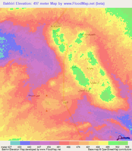 Bakhiri,Syria Elevation Map
