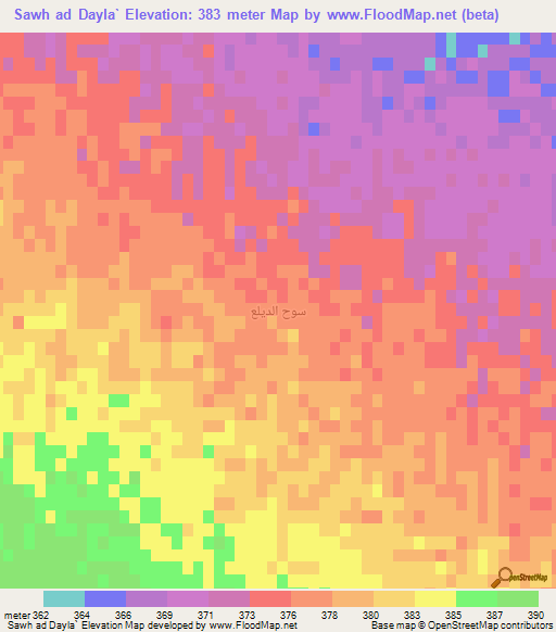 Sawh ad Dayla`,Syria Elevation Map