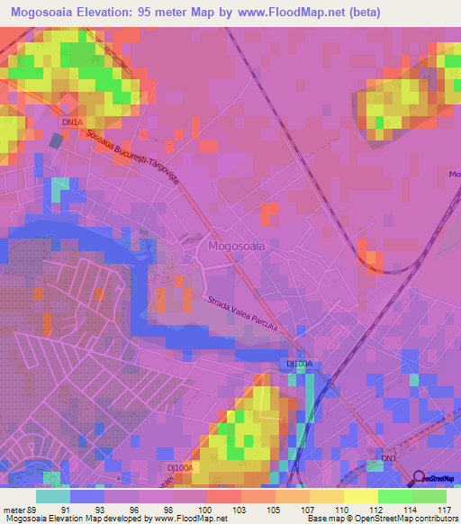 Mogosoaia,Romania Elevation Map