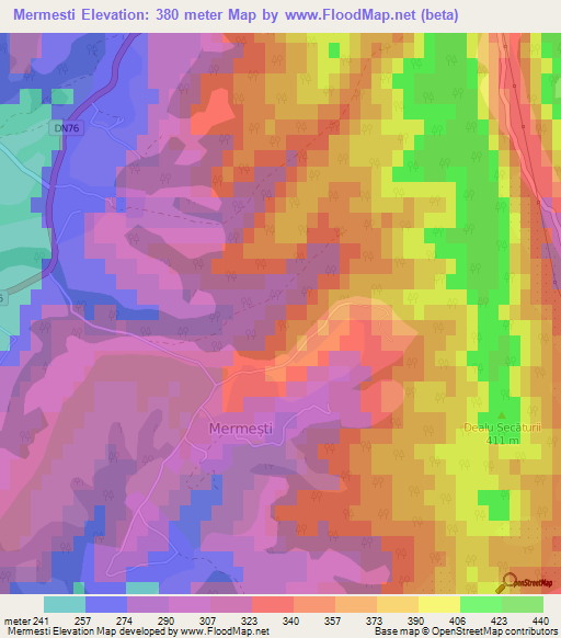 Mermesti,Romania Elevation Map