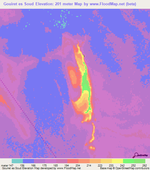Gouiret es Soud,Algeria Elevation Map