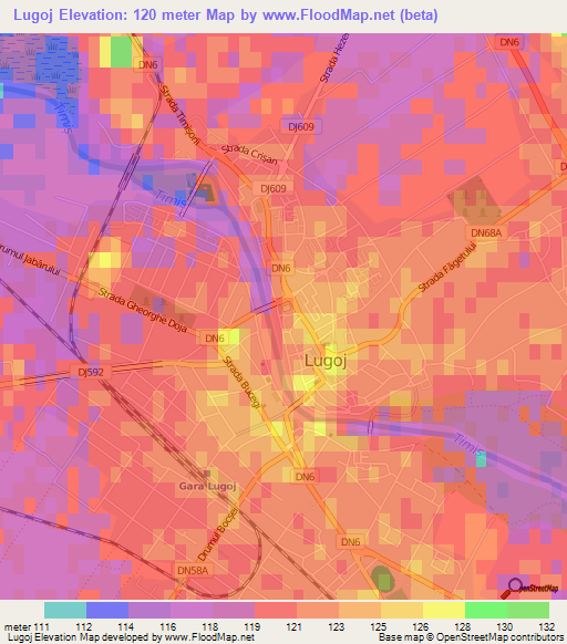 Lugoj,Romania Elevation Map
