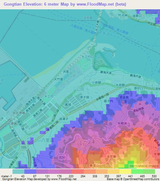 Gongtian,Taiwan Elevation Map