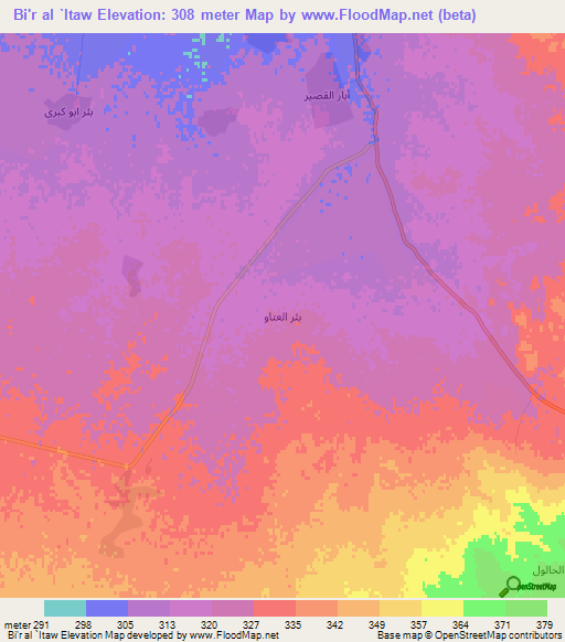 Bi'r al `Itaw,Syria Elevation Map