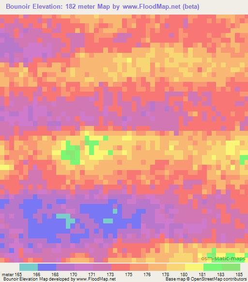 Bounoir,Mauritania Elevation Map