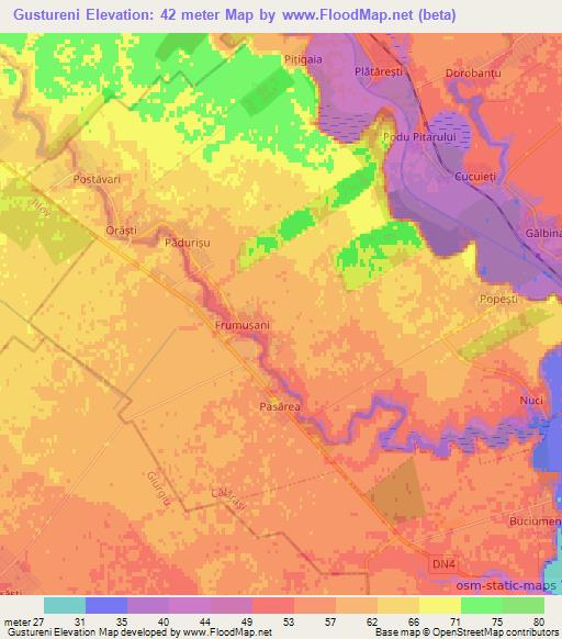 Gustureni,Romania Elevation Map