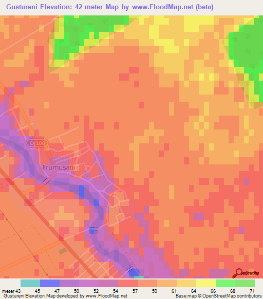 Gustureni,Romania Elevation Map