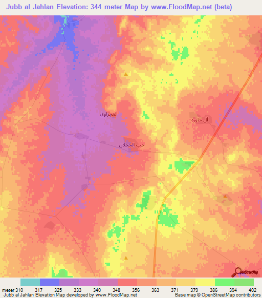 Jubb al Jahlan,Syria Elevation Map