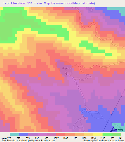 Tsor,Azerbaijan Elevation Map