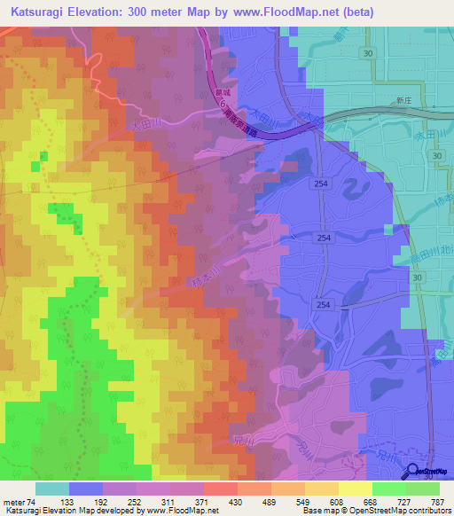 Katsuragi,Japan Elevation Map