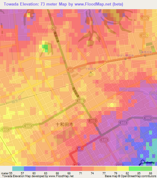 Towada,Japan Elevation Map