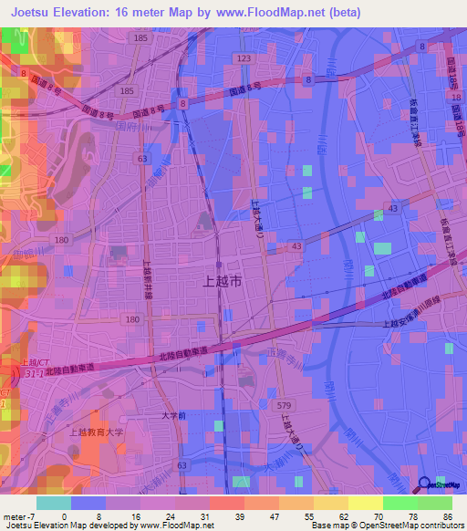 Joetsu,Japan Elevation Map