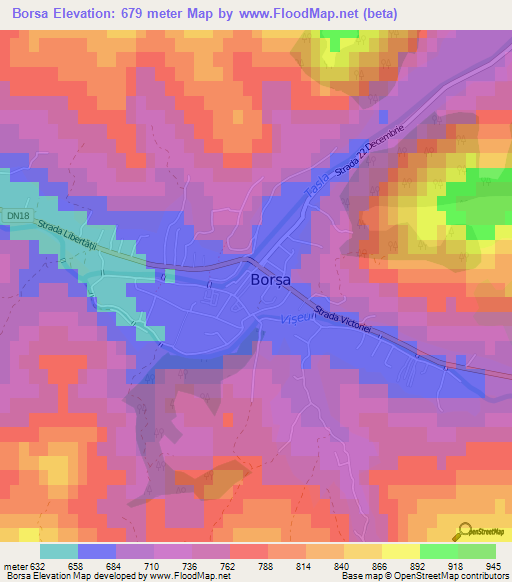 Borsa,Romania Elevation Map
