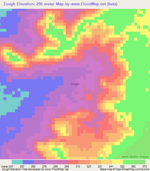 Zough,Mauritania Elevation Map