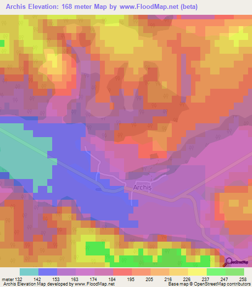 Archis,Romania Elevation Map