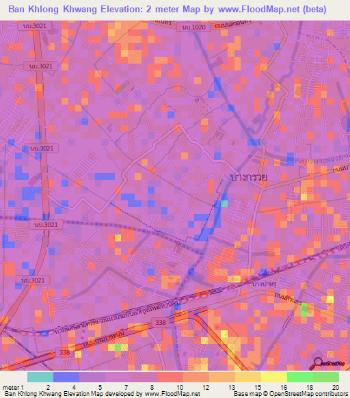 Ban Khlong Khwang,Thailand Elevation Map