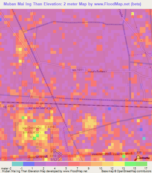 Muban Mai Ing Than,Thailand Elevation Map