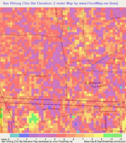 Ban Khlong Chin Bai,Thailand Elevation Map