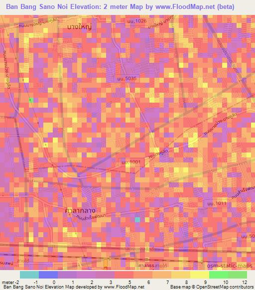 Ban Bang Sano Noi,Thailand Elevation Map