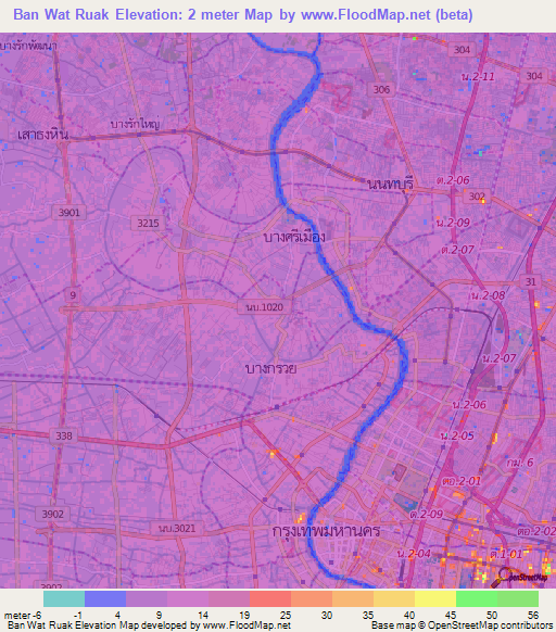 Ban Wat Ruak,Thailand Elevation Map