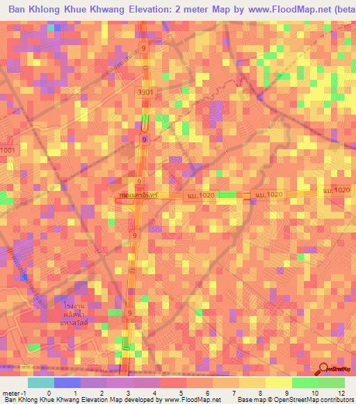 Ban Khlong Khue Khwang,Thailand Elevation Map