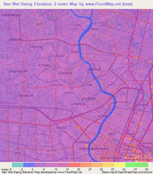 Ban Wat Daeng,Thailand Elevation Map