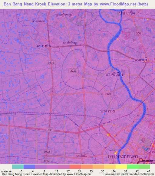Ban Bang Nang Kroek,Thailand Elevation Map