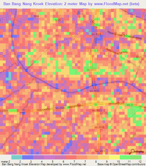 Ban Bang Nang Kroek,Thailand Elevation Map