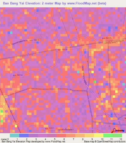 Ban Bang Yai,Thailand Elevation Map