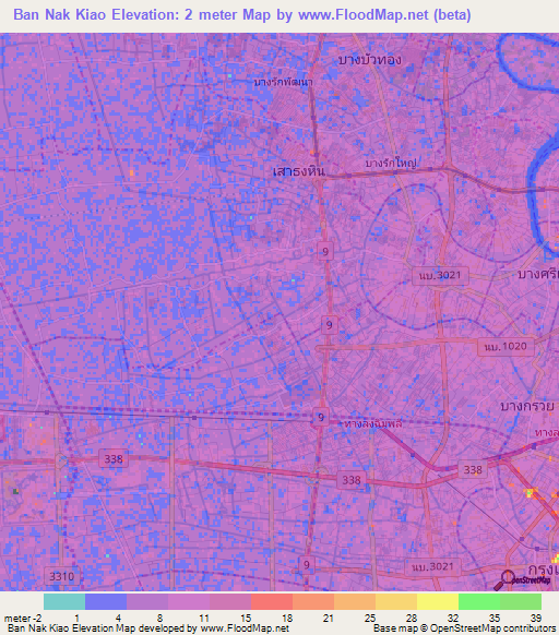 Ban Nak Kiao,Thailand Elevation Map