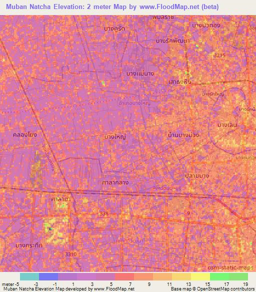 Muban Natcha,Thailand Elevation Map