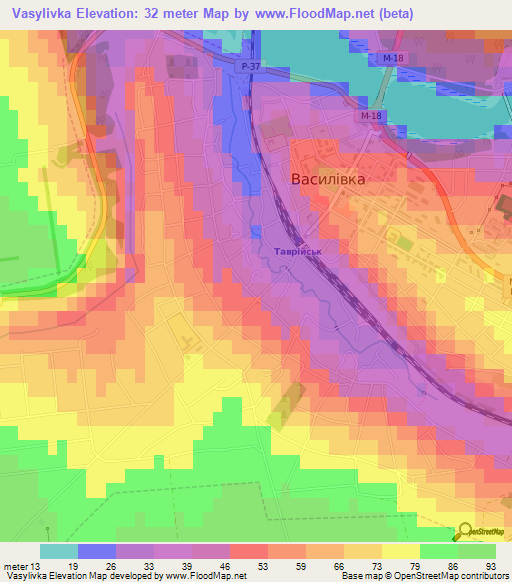 Vasylivka,Ukraine Elevation Map