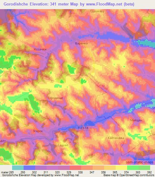 Gorodishche,Ukraine Elevation Map
