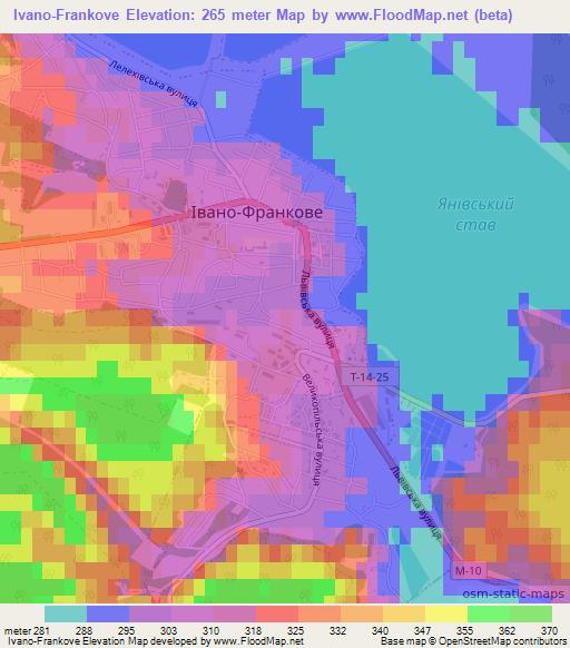 Ivano-Frankove,Ukraine Elevation Map