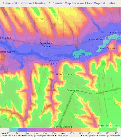 Gvozdovka Vtoraya,Ukraine Elevation Map