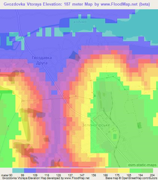 Gvozdovka Vtoraya,Ukraine Elevation Map