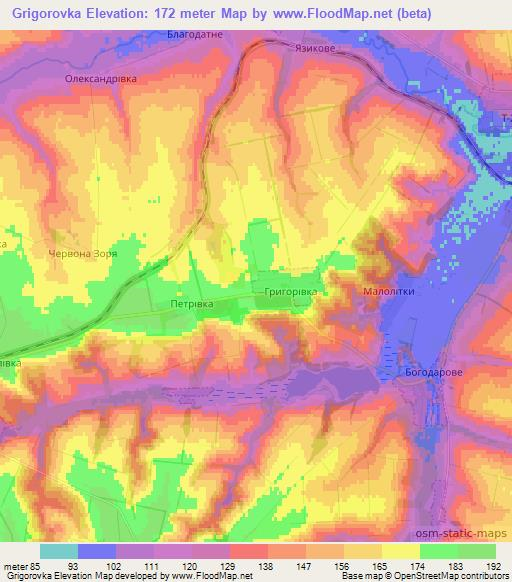 Grigorovka,Ukraine Elevation Map