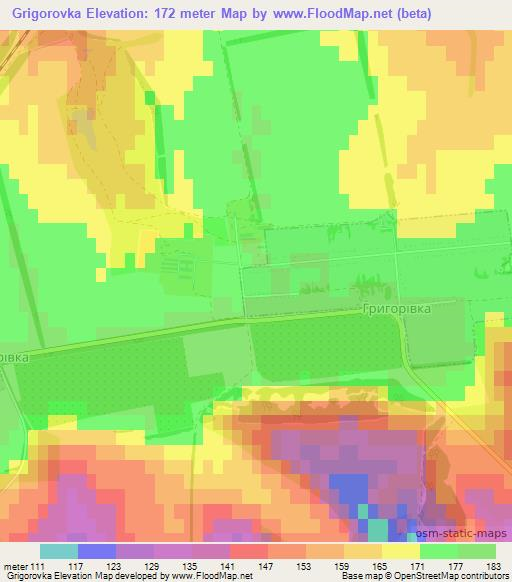 Grigorovka,Ukraine Elevation Map