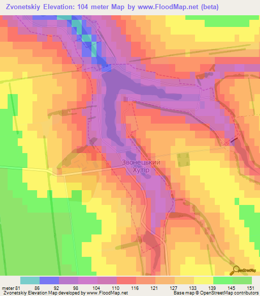 Zvonetskiy,Ukraine Elevation Map