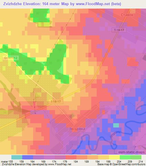 Zvizhdzhe,Ukraine Elevation Map