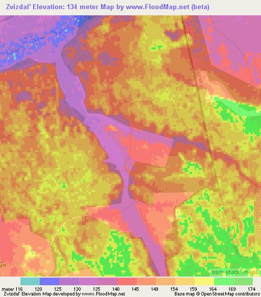 Zvizdal',Ukraine Elevation Map