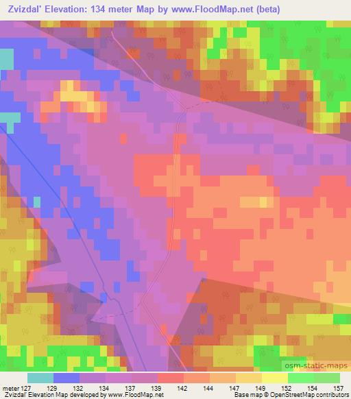 Zvizdal',Ukraine Elevation Map