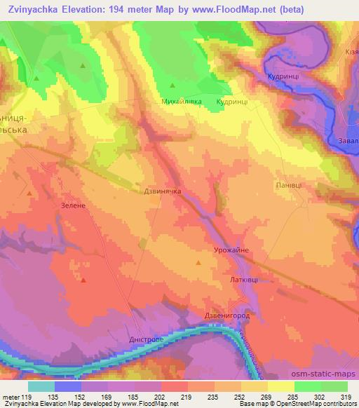 Zvinyachka,Ukraine Elevation Map